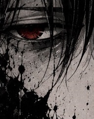 Close-up of the character's red eye